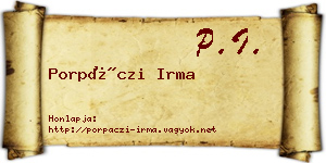 Porpáczi Irma névjegykártya
